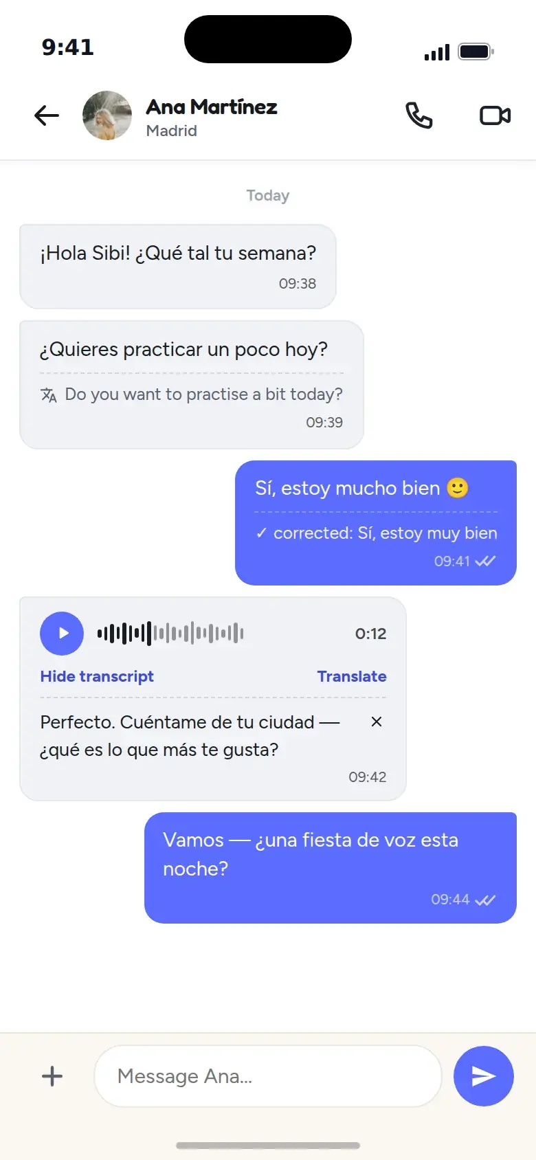 Chat in the talksibi app